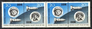 Germany DDR 1963 Space V. Tereshkova V. Bykovsky Vostok 5-6 Mi. 970/1 strip MNH