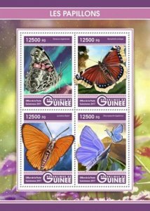 Guinea - 2017 Butterflies on Stamps - 4 Stamp Sheet - GU17225a