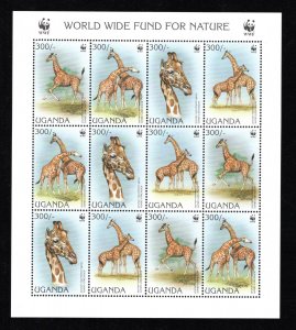 UGANDA SC# 1489 WWF SHEET/12 VF/MNH