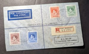 1937 Registered Papua New Guinea Airmail Cover Port Moresby Round Trip