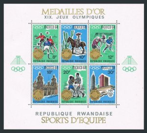 Rwanda 254 var SPORTS D'EUROPE,MNH.Mi Bl.17. Olympics Mexico-1968,Gold medals.