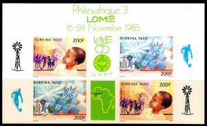 Burkina Faso 1985 Sc#C310a SOLAR & WIND ENERGY/PHILEXAFRICA PAIR IMPERFORATED