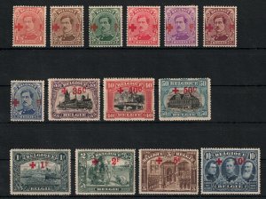 1918 Belgium, COB Catalog No. 150/63, 14 Values, Pro Red Cross, MH*