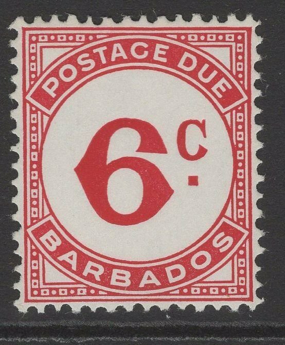 BARBADOS SGD9a 1968 6c CARMINE-RED POSTAGE DUE MNH