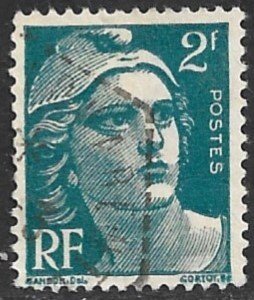 FRANCE 1945-47 2fr Myrtle Green Marianne Issue Sc 536 VFU