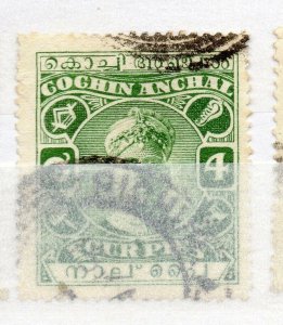 India Cochin 1916-30 Early Issue Fine Used 4p. NW-15722