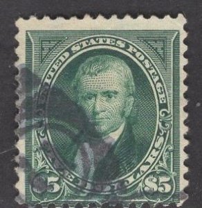 US Stamp #278 $5 Dark Green Marshall USED SCV $600.00