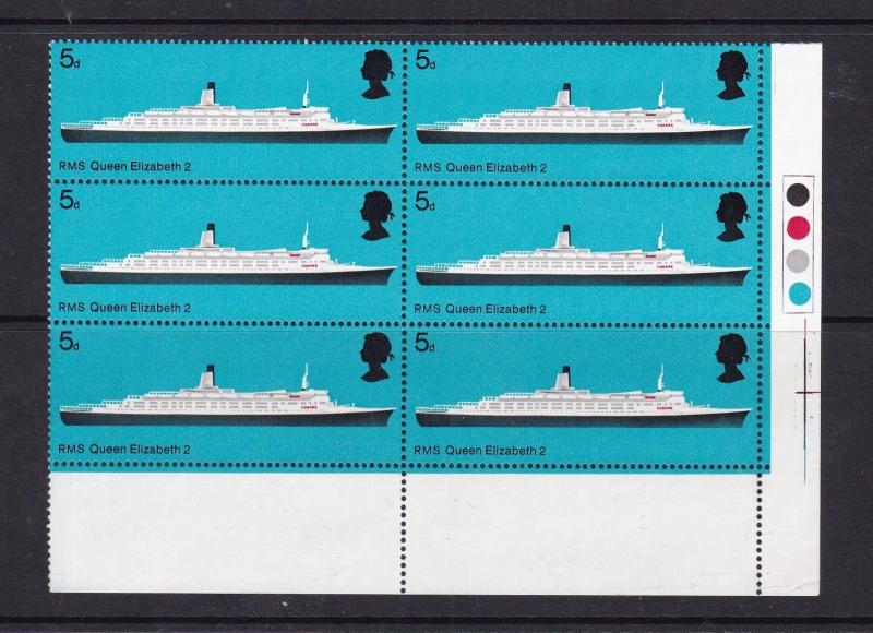 GB 1969 5d British Ships Block of 6 Traffic Lights MNH SG778 VGC