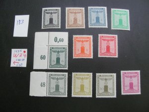 Germany 1938 MNH  MI. 144-154 OFFICIAL SET  XF 150 EUROS (183)