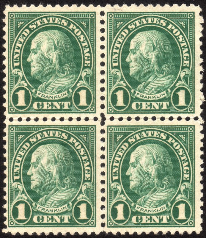 1923, US 1c, Franklin, MNH, Block of 4, Sc 552