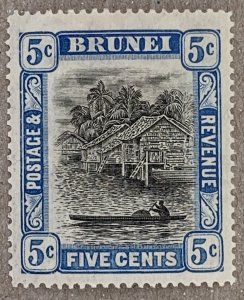 Brunei 1907 5c grey-black & blue. Unused. Scott 21, CV $60.00. SG 27