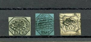 Italy-Roman States #7, 8, 9 Papal Arms of 1852, Used, FFVF, CV$180.00