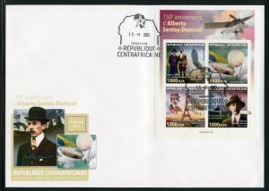 CENTRAL AFRICA 2023 150th ANNIVERSARY OF ALBERTO SANTOS-DUMONT  SHEET FDC