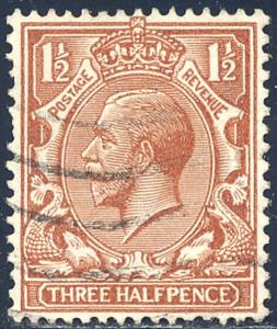 Great Britain 1924 Sc 189 King George V 3 Half Pence Stamp U