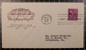 Scott 824 - 19 Cents Hayes House Of Farnam FDC - Typed Address - Planty 824-45