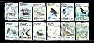 Greenland 177-88 MNH 1987-90 Birds
