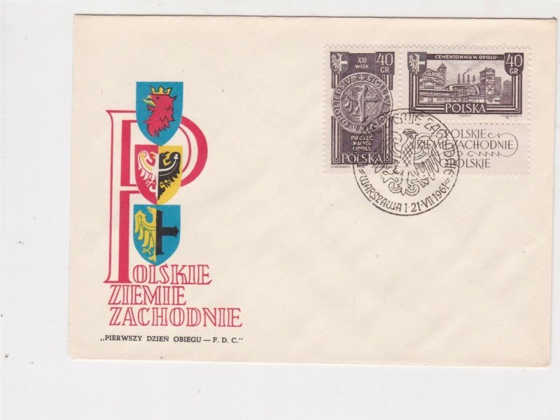 Poland 1961 Polish Lands Heraldic Shields Eagle Slogan FDC  Cover Ref 25129 