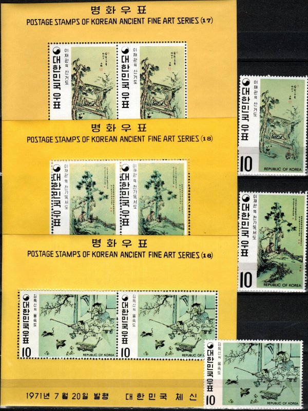 Korea #787-9, 787a-789a  MNH CV $36.00 (K2897L)