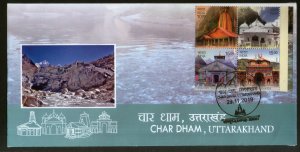 India 2019 Char Dham Temples Uttarakhand Hindu Mythology Architecture 4v FDC