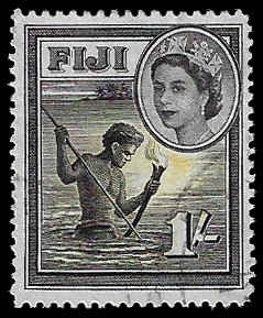 Fiji #156 Used LH; 1sh Spear Fishing at Night (1954)