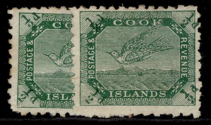 COOK ISLANDS EDVII SG28 + 28a, SHADE VARIETIES, UNUSED. Cat £35.