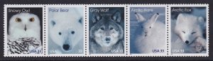 United States   #3288-3292a  MNH 1999  arctic animals strip of 5
