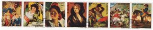 Paraguay 1978 used Sc 1814 Paintings by Francisco de Goya Strip of 7