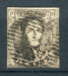 BELGIUM; 1850s classic Leopold Imperf issue used Shade of 10c. value