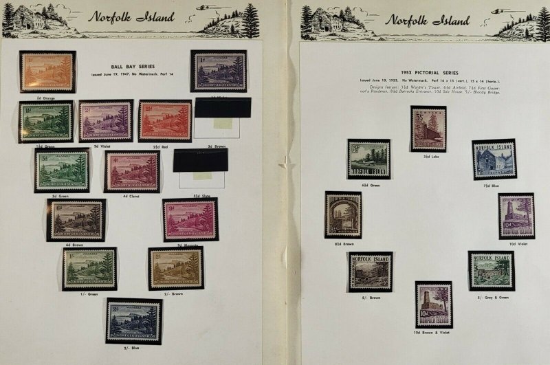 Norfolk Islands Stamp Collection All Safety Mounted In Faux Leather Binder 47-83