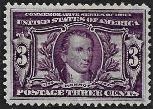 US 1904 Sc. #325 nicely centered, relatively lightly hinged.