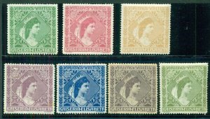 HUNGARY Set of KAISERIN-ELISABETH labels, 7 diff colors, og, hinged, VF