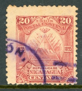 Nicaragua 1895 Seebeck 20¢ Coat of Arms Scott #75 VFU Z382 ⭐