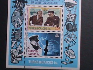 TUCKS & CAICOS ISLAND-1974 CENTENARY BIRTH OF SIR WINSTON CHURCHILL MNH S/S-VF