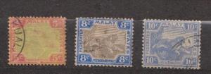 MALAYA - Scott # 21, 22, 62 Used Tiger Stamps - Good Value