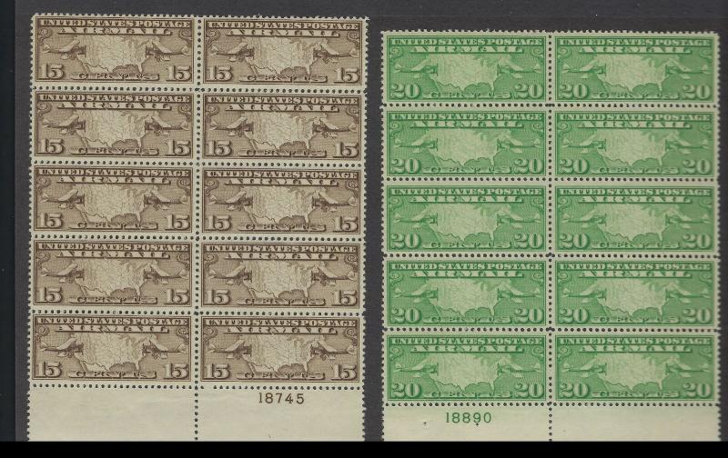 C8 C9 PLATE  BLOCK OF 10 EXTRA FINE NEVER HINGED SCOTT $172.50