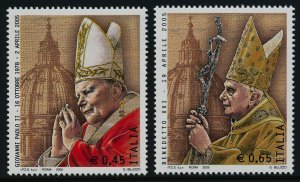 Italy 2704-5 MNH Pope John Paul II, Pope Benedict XVI