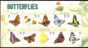 Great Britain 2013 Butterflies Mint MNH Set in Presentation Pack SC 3199-3208