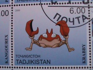 ​TAJIKISTAN -2000 LOVELY FAMOUS POKEMON FANCY POSTAL CANCEL CTO SHEET VF