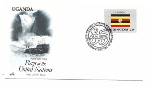 United Nations #454 Flag Series 1985, Uganda, ArtCraft FDC