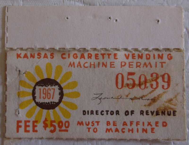 United States State Revenue Kansas Cigarette Vending Tax 1967 MNH