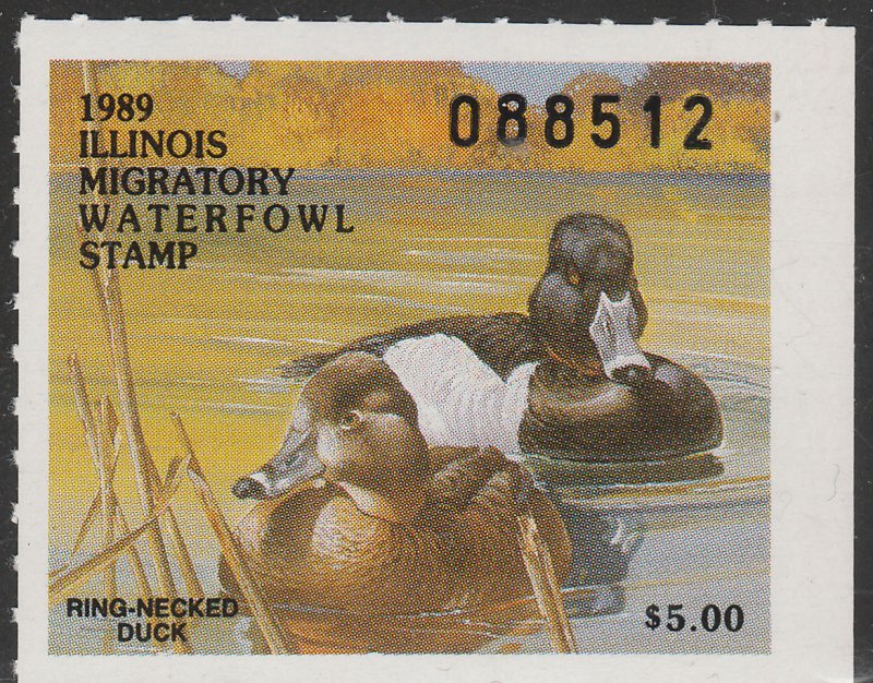 U.S.-ILLINOIS 15, STATE DUCK HUNTING PERMIT STAMP. MINT, NH. VF