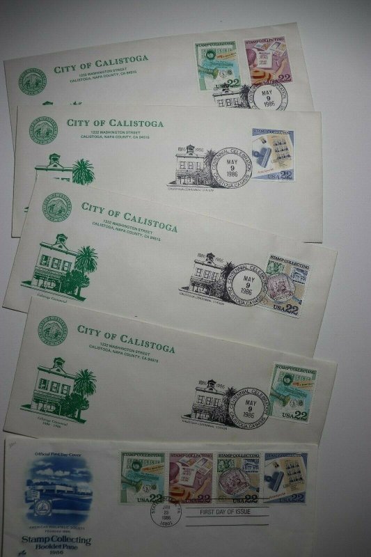 Calistoga CA Centennial Celebration 1986 event Stamp booklet pane FDC 2201a-d