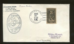 1966 Honolulu Hawaii U.S.S. TIRU SS 416 Submarine Base Station Postal Cover