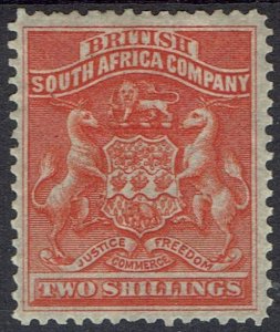RHODESIA 1892 ARMS 2/-