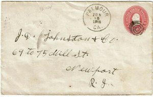 1901 Palmour, GA (DPO) cancel on 2c stationery envelope, Helbock rarity 5