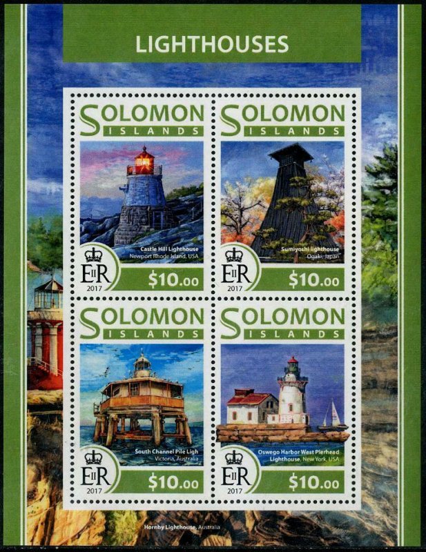 HERRICKSTAMP NEW ISSUES SOLOMON ISLANDS Sc.# 2304 Lighthouses Sheetlet