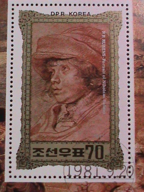 ​KOREA-1981 SC#2115 PORTRAIT OF NIKOLAAS RUBENS PAINTING- FANCY CANCEL S/S VF