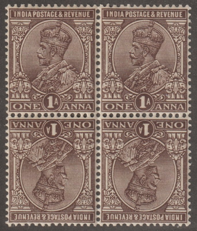 EDSROOM-19653 India 139 MNH 1934 Block of 4 Tete-beche Inverted SG234 CV$90