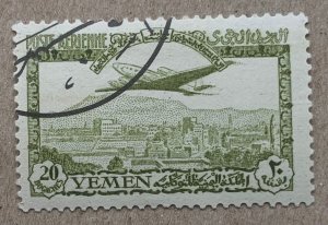 Yemen 1947 20b Airplane over Sana'a, used. Scott C2, CV $2.50.  Mi 57