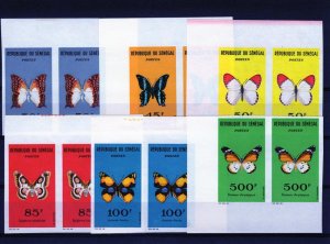 Senegal 1963  Sc# 221/226  BUTTERFLIES Set (6) PAIRS IMPERFORATED MNH